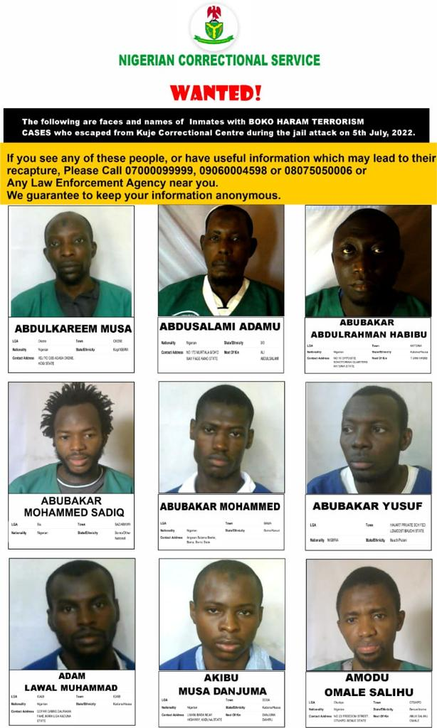 Wanted: Identities Of Terrorist Escapees From Kuje Prison Surface 1