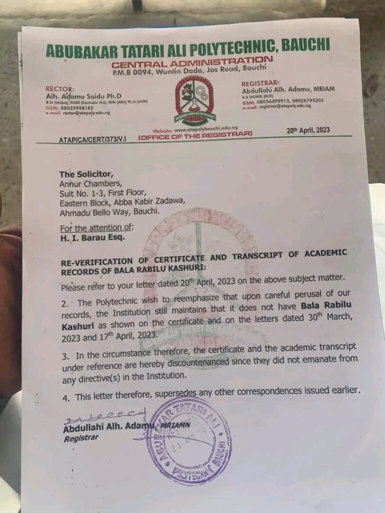 Incompetence or Poor Records Keeping? Bauchi Poly Contradicts Self in Alumnus’ Case with Political Opponent 2