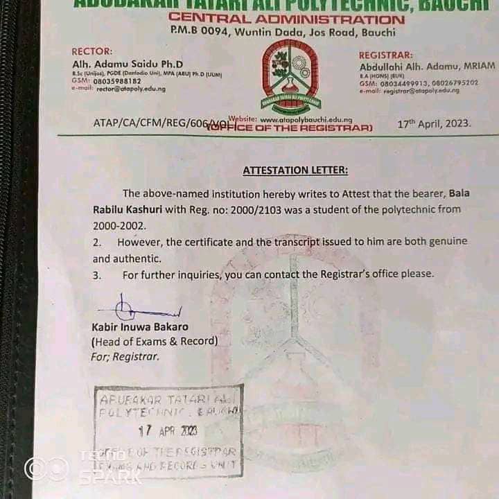 Incompetence or Poor Records Keeping? Bauchi Poly Contradicts Self in Alumnus’ Case with Political Opponent 1